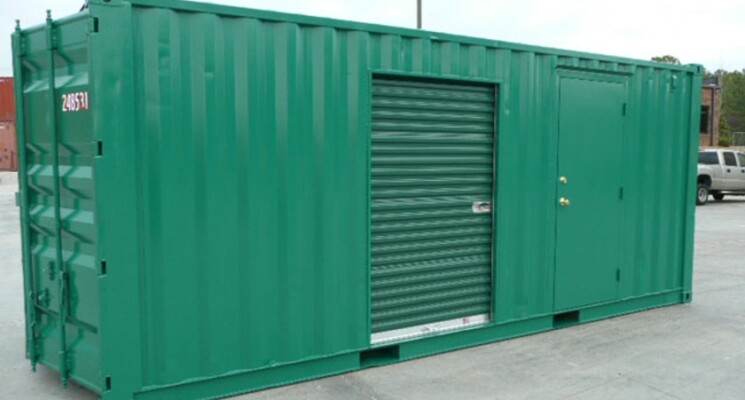 Shipping containers with roll up doors