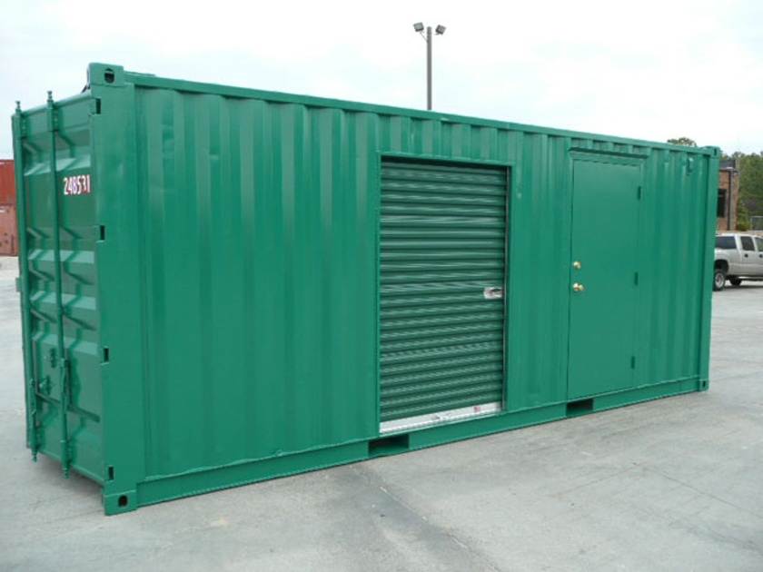 Shipping containers with roll up doors