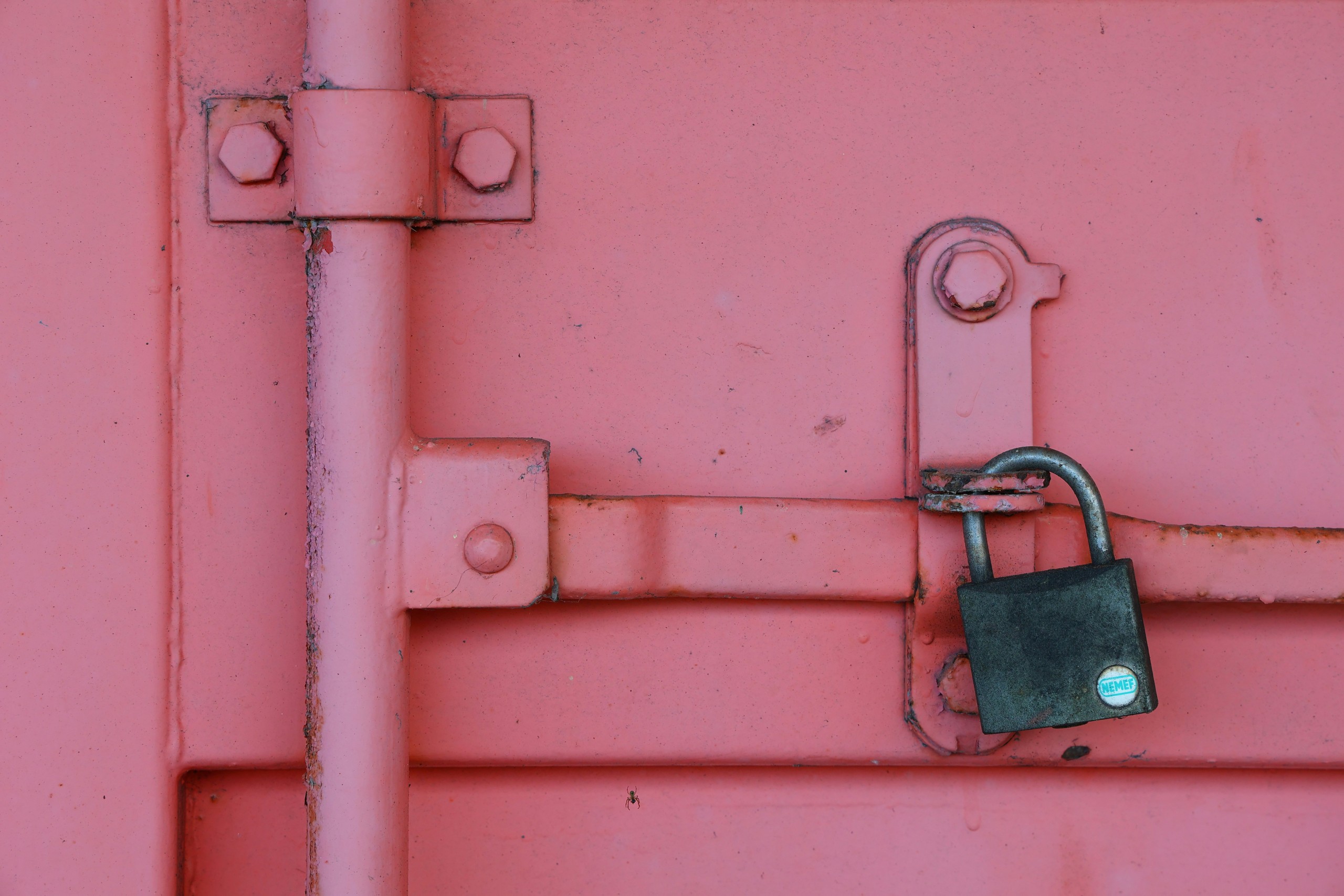 shipping container with lock