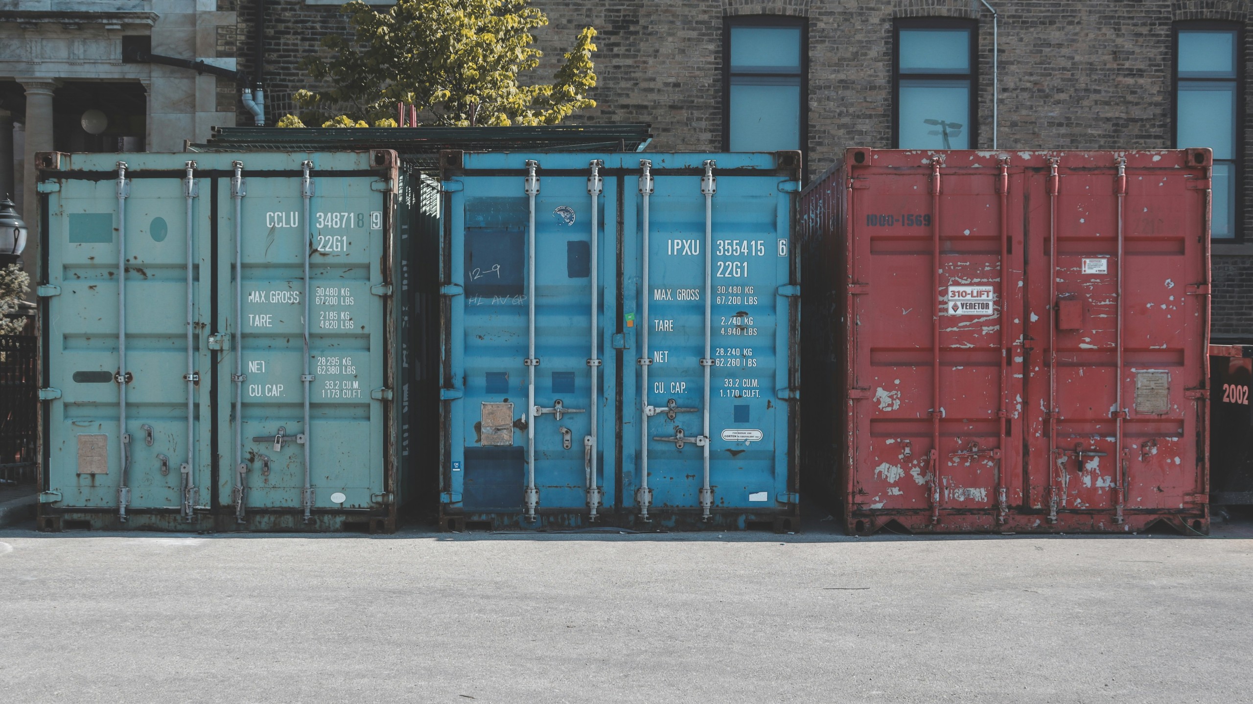 shipping containers side by side