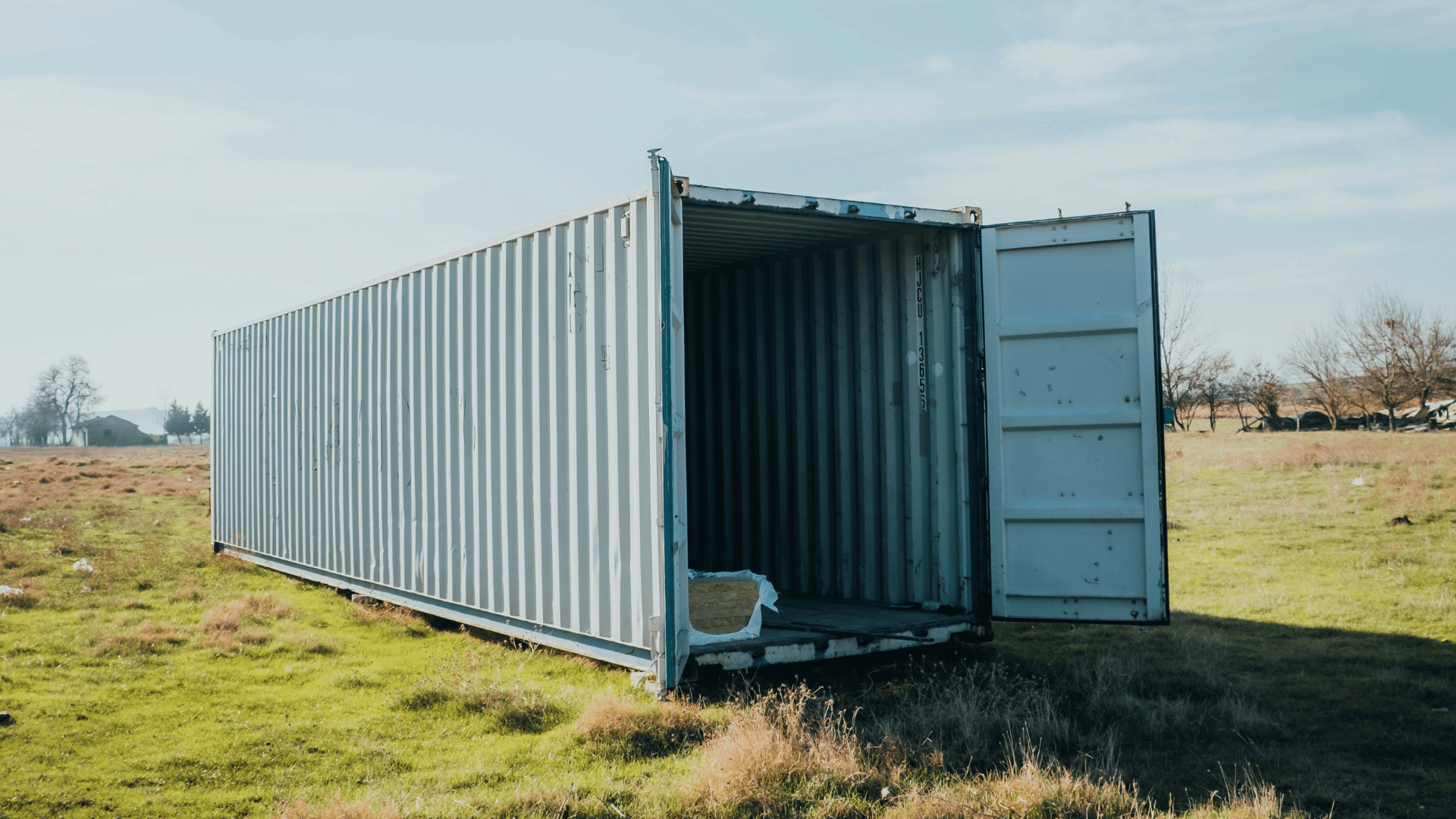 container on grass